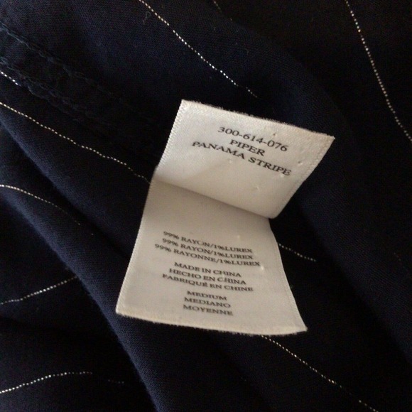 Rails Piper Blouse in Panama Stripe Medium Ruffle Blue Silver Metallic Tie Hem - Picture 12 of 12